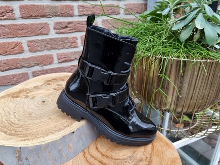 LANA BIKER BOOTS BLACK LACK