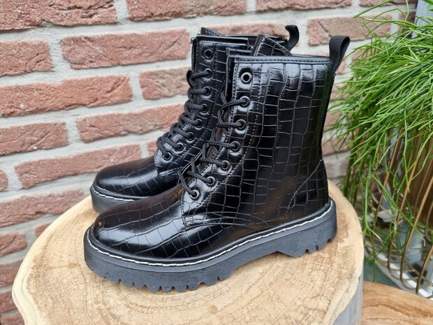 STACEY BOOTS BLACK CROC