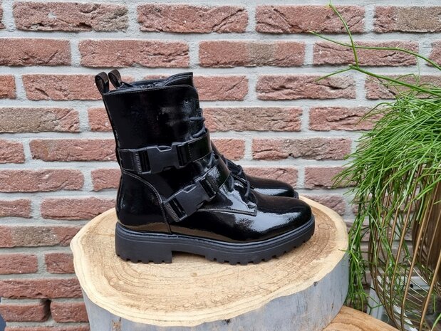 LANA BIKER BOOTS BLACK LACK