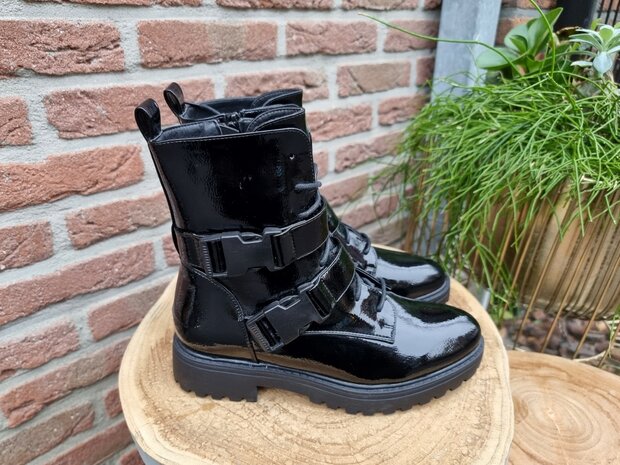 LANA BIKER BOOTS BLACK LACK