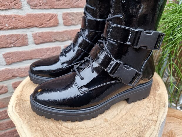 LANA BIKER BOOTS BLACK LACK